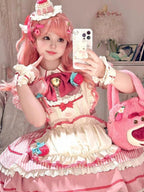 Christmas Robe Pink Bud Cute Daily Sweet Lolita Strawberry Cake Pastel Dress