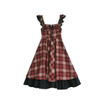 Classic Lolita Asymmetrical Plaid Sundress Set Elegant Literary Retro Light Lolita