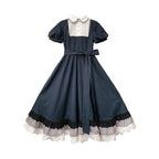 Classic Lolita Retro Navy Blue Literary Lady Spring and Summer School Dress