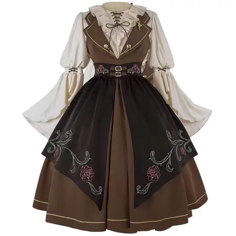 Design Concept:

This Classic Lolita elegant brown outfit set features a refined vintage style with delicate embroidery, offering a timeless and graceful look. The warm brown tone adds sophistication while maintaining a charming Lolita aesthetic. Product Details: The set includes a JSK dress, an embroidered waist cincher, and a matching inner blouse, creating a coordinated ensemble that highlights elegance and intricate craftsmanship.