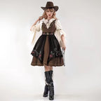 Design Concept:

This Classic Lolita elegant brown outfit set features a refined vintage style with delicate embroidery, offering a timeless and graceful look. The warm brown tone adds sophistication while maintaining a charming Lolita aesthetic. Product Details: The set includes a JSK dress, an embroidered waist cincher, and a matching inner blouse, creating a coordinated ensemble that highlights elegance and intricate craftsmanship.