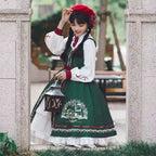 Design Concept:

This Classic Lolita green dress features a doll-like two-piece look with a charming bow and ruffle collar, combining elegance with a playful aesthetic. The soft green tone adds a fresh and delicate touch, enhancing the overall classic Lolita style. Product Details: The product includes one dress designed to create the appearance of a layered outfit, offering a refined and sweet look suitable for various occasions.