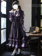 Gothic Lolita JSK and Blouse Set -  Purple & Black Style