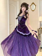 Design Concept
This enchanting Classic Lolita dress is crafted from luxurious purple velvet, offering a soft and elegant drape. Designed as a mermaid-style princess gown with delicate straps, it accentuates the silhouette while maintaining a graceful Lolita charm. Perfect for tea parties, cosplay events, or special occasions, the dress exudes sophistication and playful elegance. Its high-quality fabric ensures comfort, while the exquisite tailoring highlights every detail, making it a standout piece for any