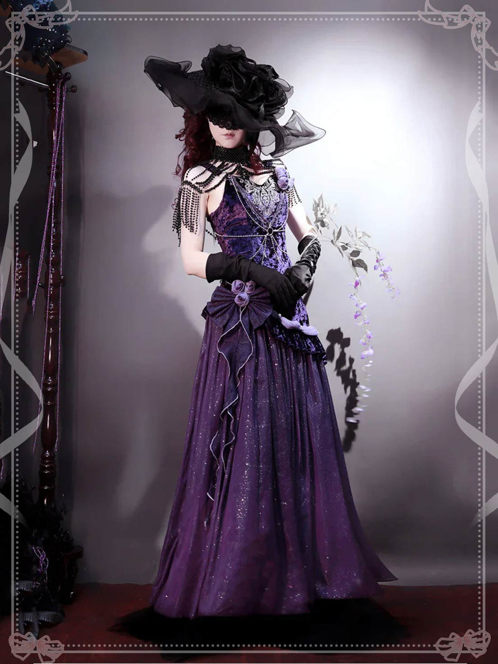 Rich Purple Velvet Gothic Victorian  Corset Gown