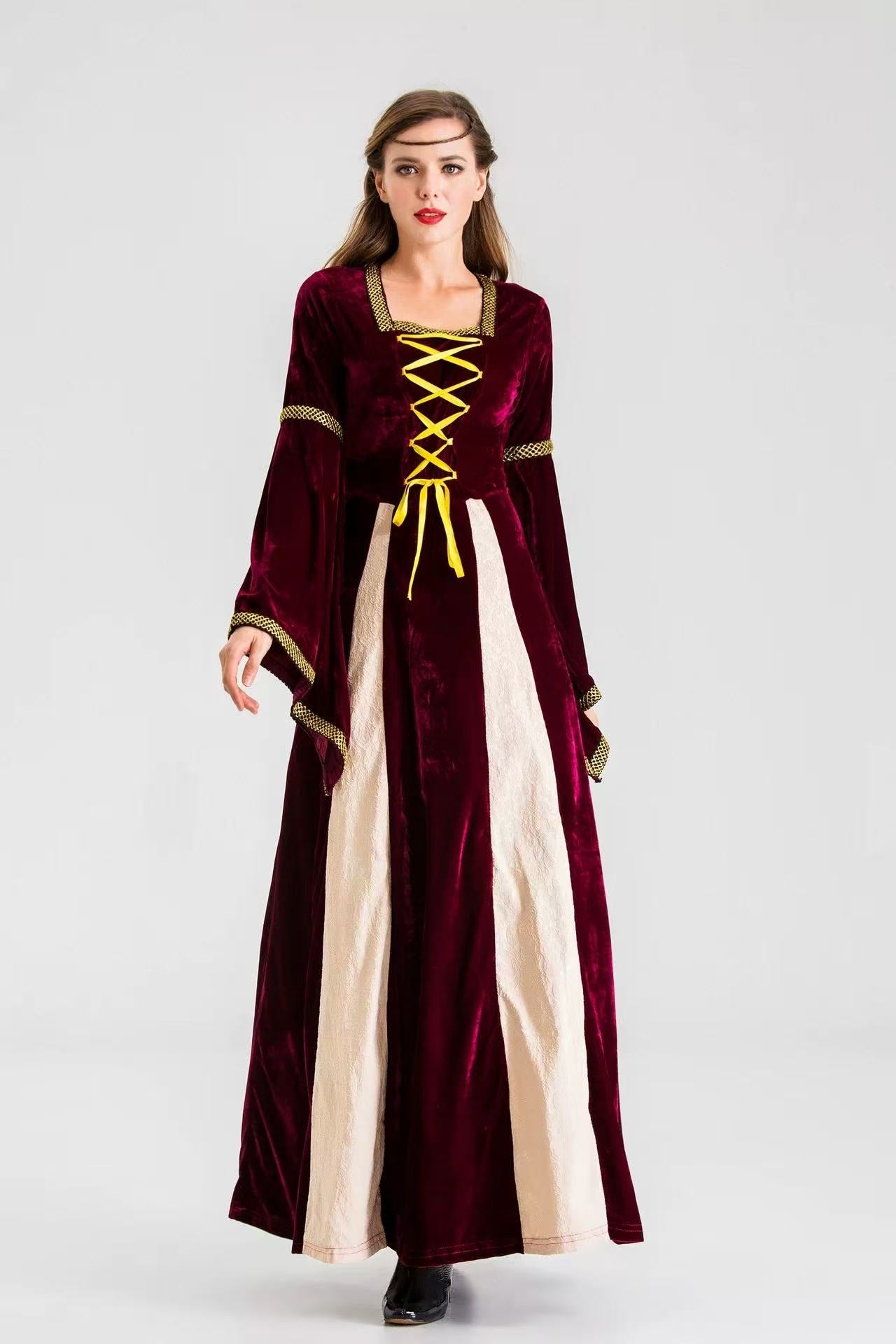 Design Concept
This Classic Lolita queen-style long gown features a luxurious plush four-way velvet fabric, creating a soft and elegant drape. The design is classic yet refined, with a fitted bodice and flowing skirt suitable for a queenly look. Available in five timeless colors, this dress is perfect for Halloween, themed parties, stage performances, and festive events. Its distinctive design differentiates it from similar products, offering a sophisticated take on cosplay with high-quality material and a 
