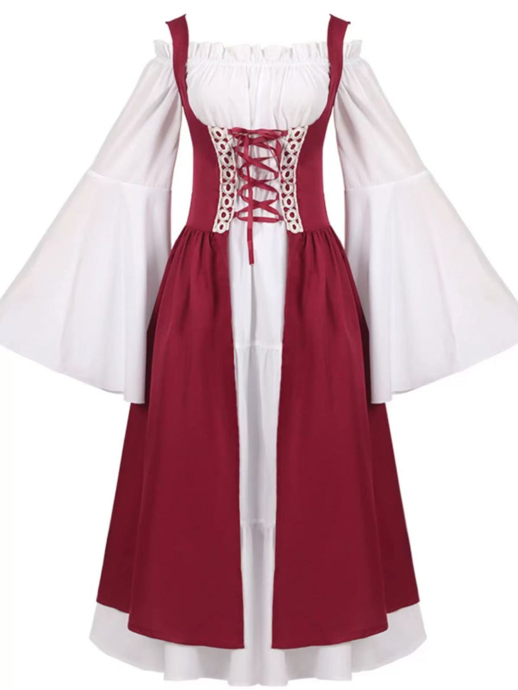 Design Concept
This Classic Lolita queen-style long gown showcases a red and white color combination with an elegant off-shoulder design. The fitted bodice and flowing skirt create a regal silhouette, perfect for Halloween, themed parties, stage performances, or festive events. Delicate Gothic detailing, including lace trims and tailored hems, gives the dress a sophisticated yet playful aesthetic. This design is distinct from similar products, offering a fresh take on queenly cosplay with its off-shoulder s