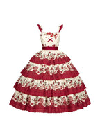Design Concept:&nbsp;

This Classic Lolita JSK dress features a pastoral print with delicate embroidery, designed in a tiered silhouette for a graceful layered effect. Available in both red and blue, it brings a charming countryside elegance with a timeless Lolita touch. The set includes the JSK and a matching belt, allowing for a refined fit and added styling versatility.