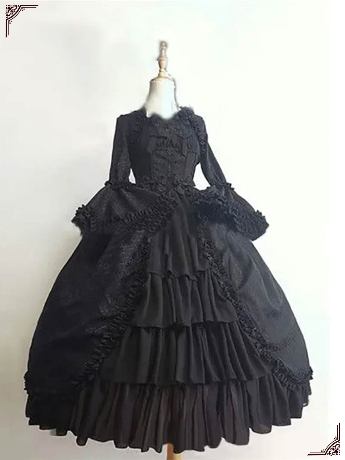 Gothic Lolita Dress All Black Victorian Gown 
