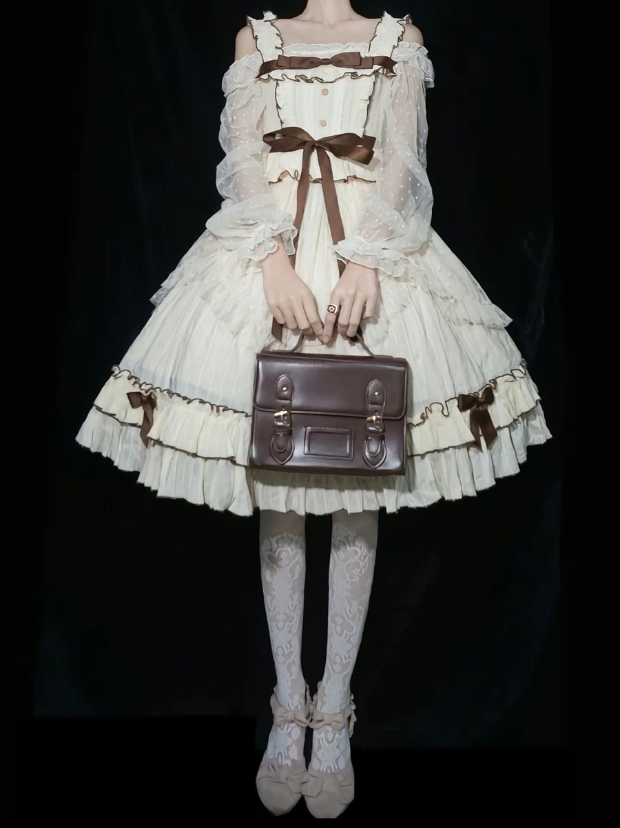 Classic Sweet Apricot Generating Color French Fairy Suspender Dress Sleeveless JSK