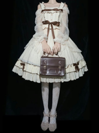 Classic Sweet Apricot Generating Color French Fairy Suspender Dress Sleeveless JSK