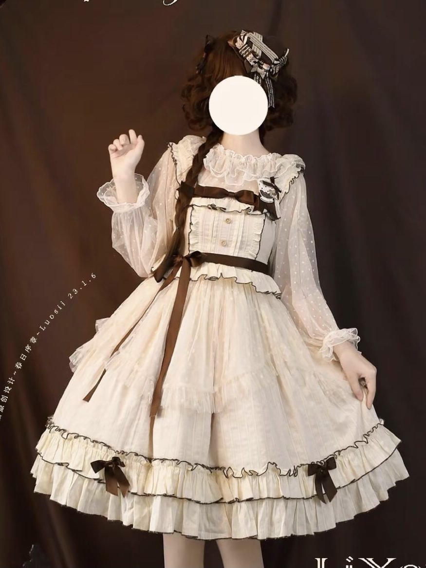 Classic Sweet Apricot Generating Color French Fairy Suspender Dress Sleeveless JSK