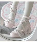 Lolita Shoes Classic Sweet Cute Block Mid-heel Bow Strap Lace Mary Jane
