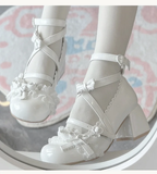 Lolita Shoes Classic Sweet Cute Block Mid-heel Bow Strap Lace Mary Jane