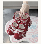 Lolita Shoes Classic Sweet Cute Block Mid-heel Bow Strap Lace Mary Jane