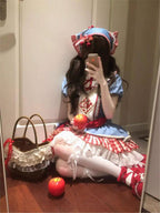 Cute Idyllic Sweet Blue Dress Lolita Ruffles Blue Skirt