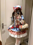 Cute Idyllic Sweet Blue Dress Lolita Ruffles Blue Skirt
