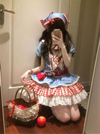 Cute Idyllic Sweet Blue Dress Lolita Ruffles Blue Skirt