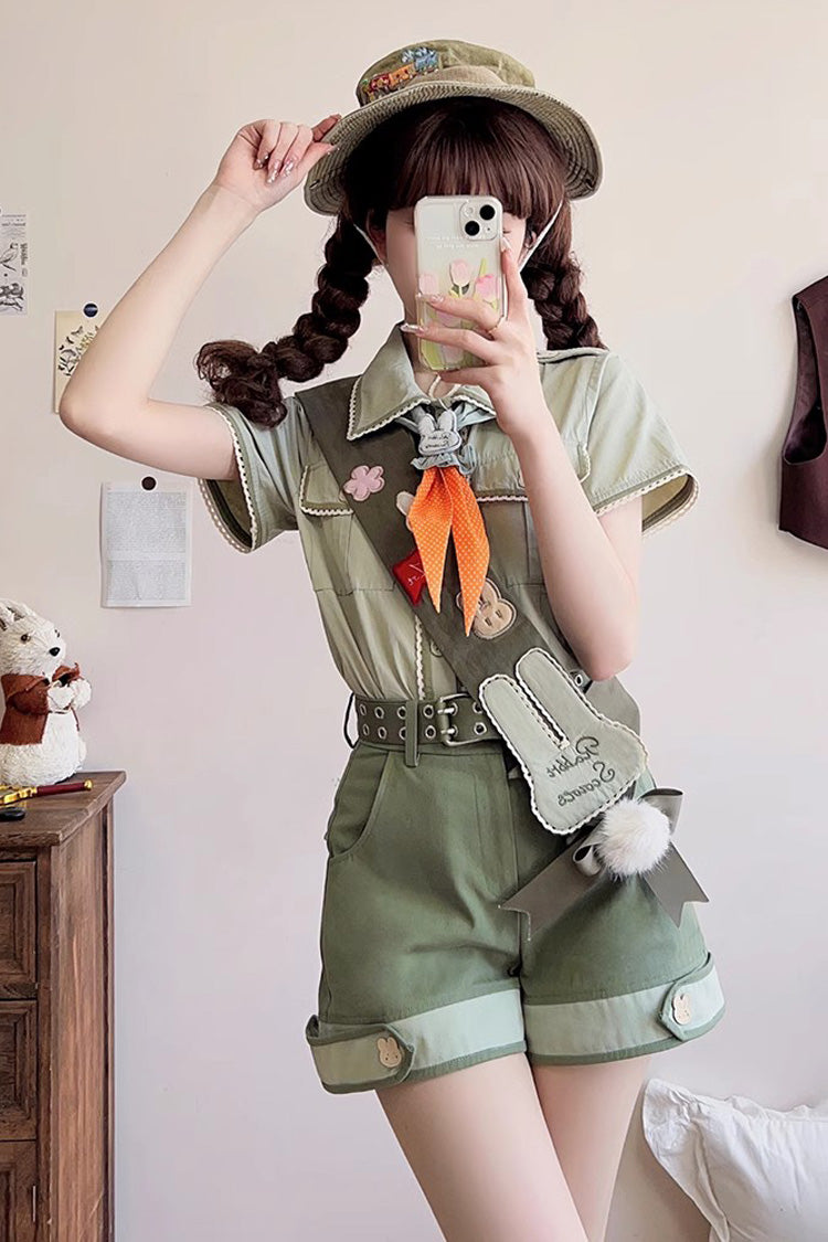 Green Bunny's Spring Journey Ouji Lolita Shorts