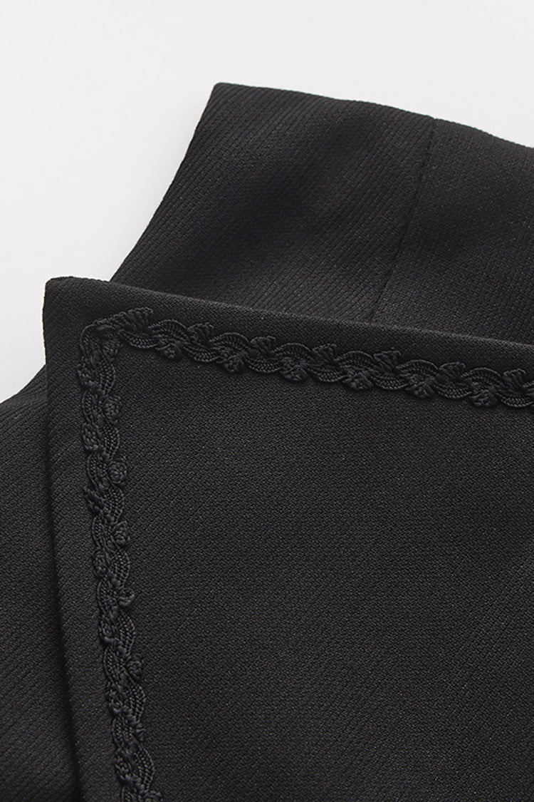Black Immortal Silent Agent Sleeveless Ruffle Ouji Fashion Vintage Elegant Prince Lolita Long Coat
