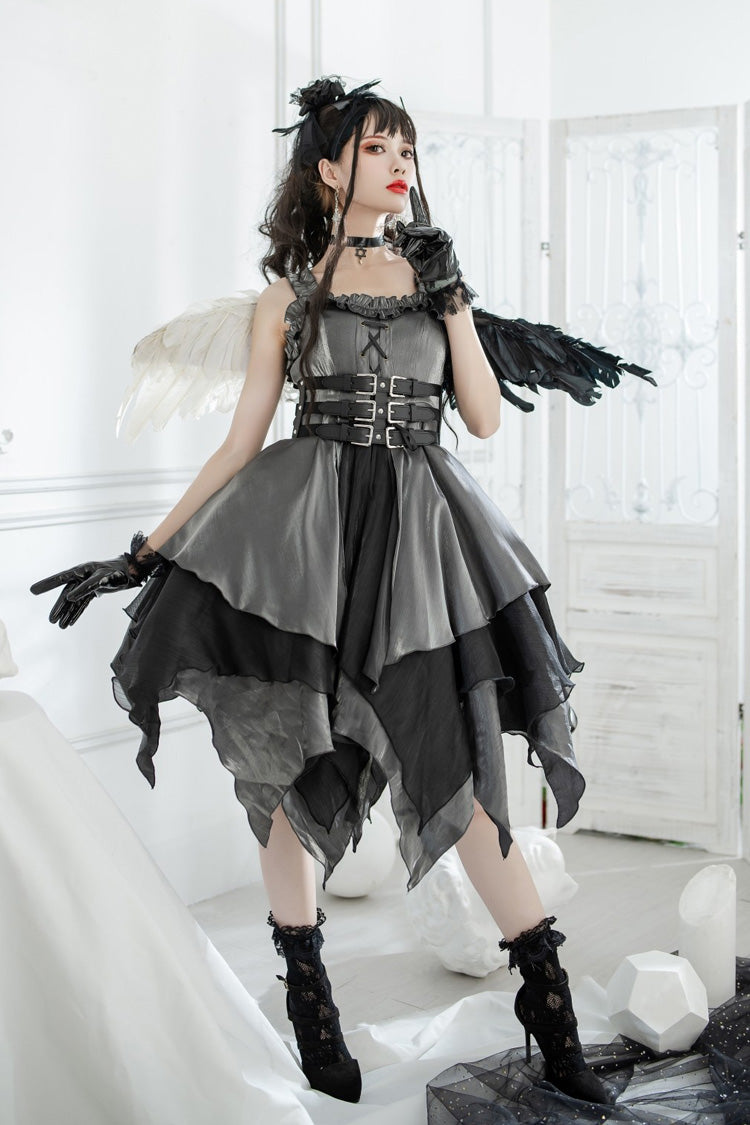Silver/Grey Seven Deadly Sins: Lust Multi-Layered Irregular Gothic Lolita Jsk Dress
