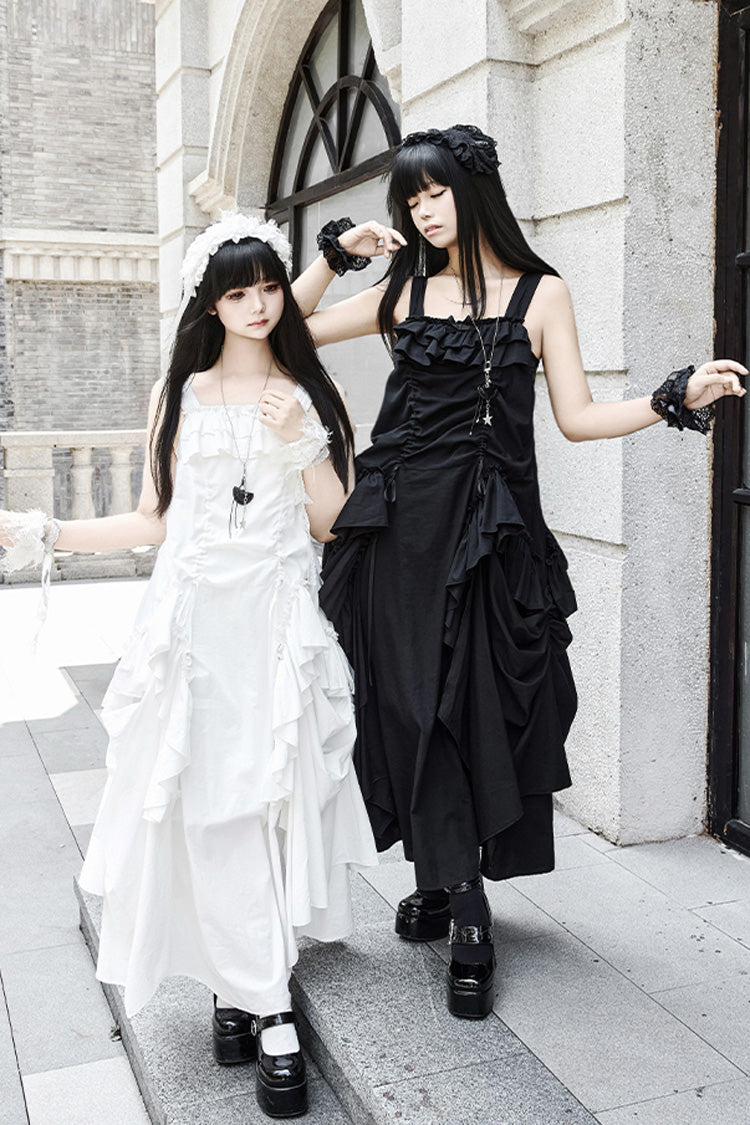 Black Dream Sleeveless Ruffle Gothic Lolita Strap Dress