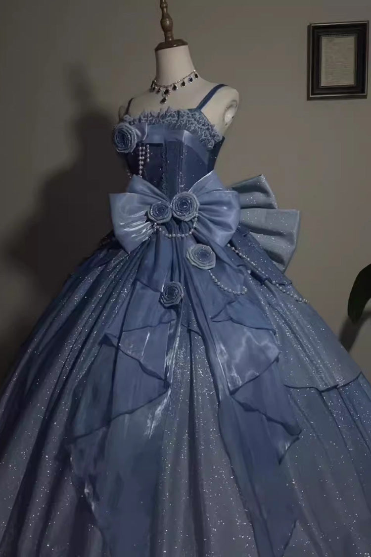 Blue Capture The Stars Hanayome Bowknot Shiny Sweet Princess Lolita Jsk Dress
