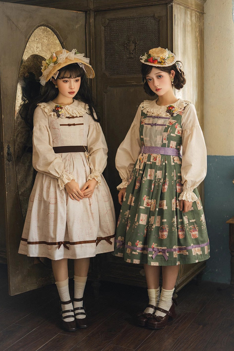Forest Illustrated Book Watercolor Picture Book Print Sweet Elegant Lolita JSK Dress 3 Colors