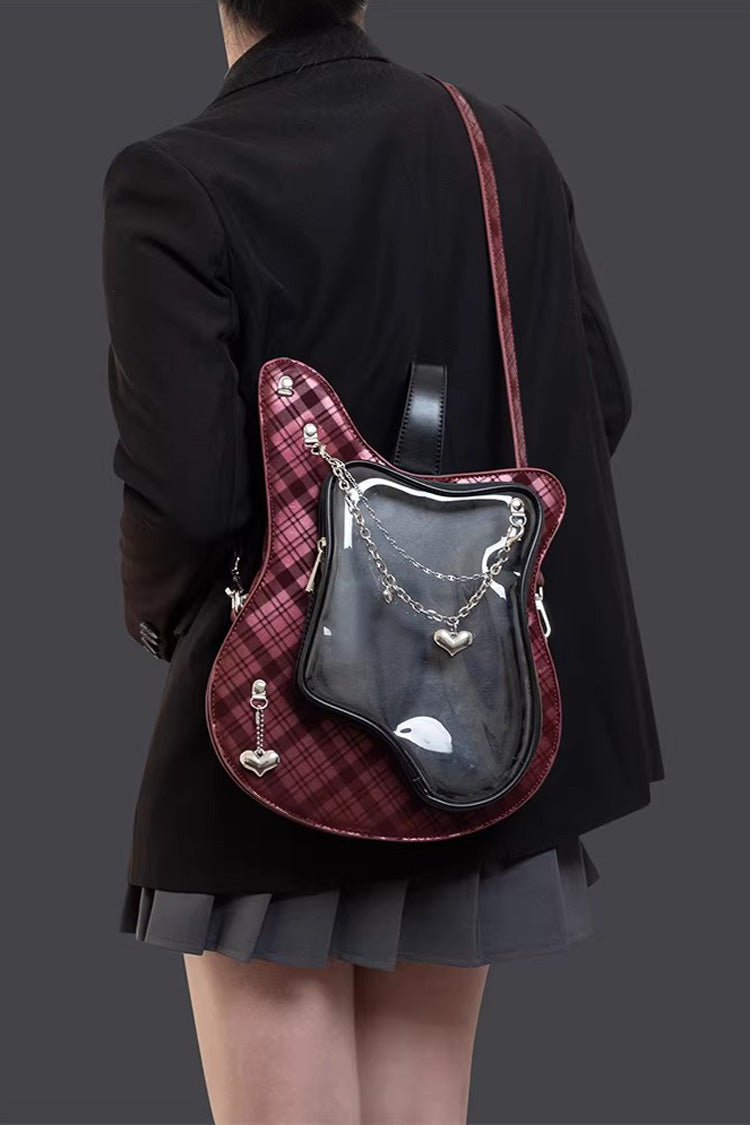Guitar Heart Printed Chain-Decorated Sweet Lolita Itabag 3 Colors