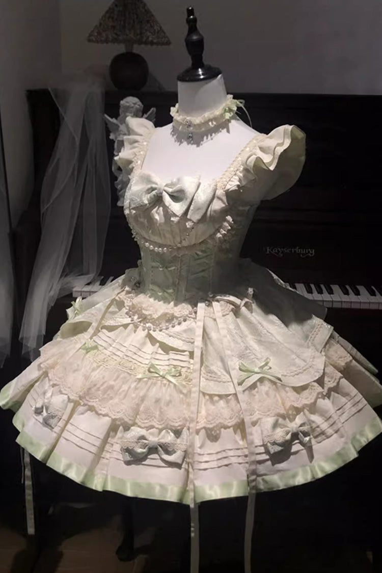 Mint Milk Green Sleeveless Ruffle Bowknot Lace Sweet Ballet Lolita Jsk Dress