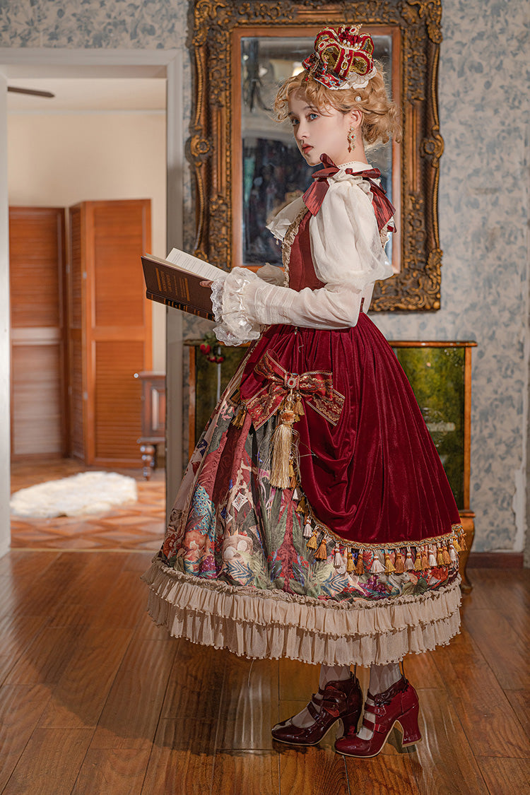 Red Kaleidoscope of Dreams Sleeveless Double-Layered Print Embroidery Bowknot Classic Vintage Gorgeous Lolita Jsk Dress