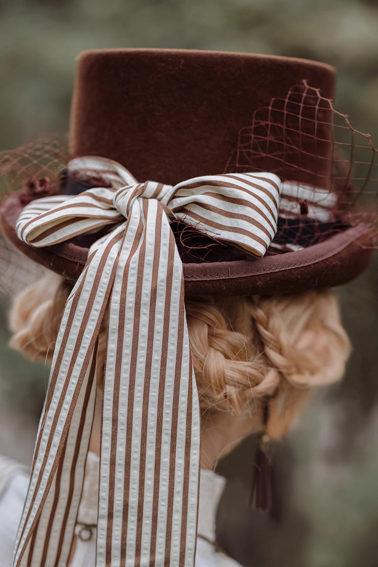 Brown Victorian Style Bowknot Mesh Classic Vintage Ouji Lolita Hat