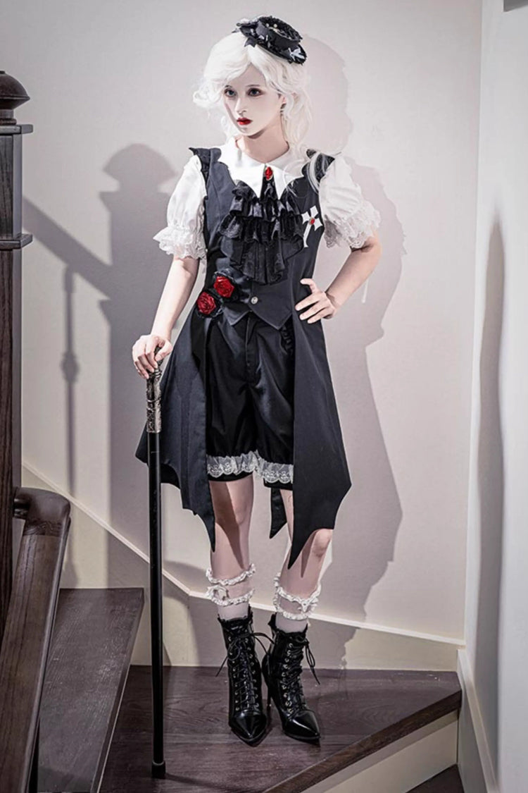 Black Night Rose Sleeveless Ouji Prince Handsome Lolita Vest