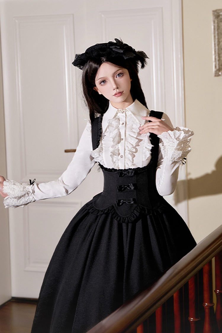 Black Silent Words Ruffle Bowknot Classic Lolita Jsk Push-Up Dress