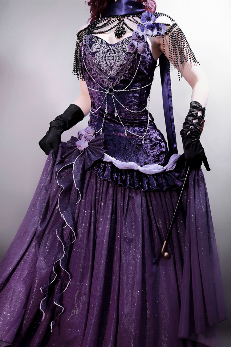 Purple Madame Butterfly Ruffle Bowknot Lace Sweet Elegant Gorgeous Lolita Jsk Dress