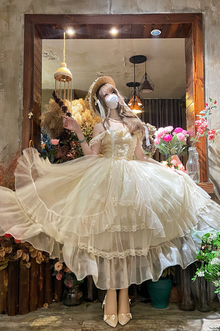 Apricot Moonlight Sonata Ruffle Cardigan Bowknot Lace Sweet Vintage Lolita Jsk Dress