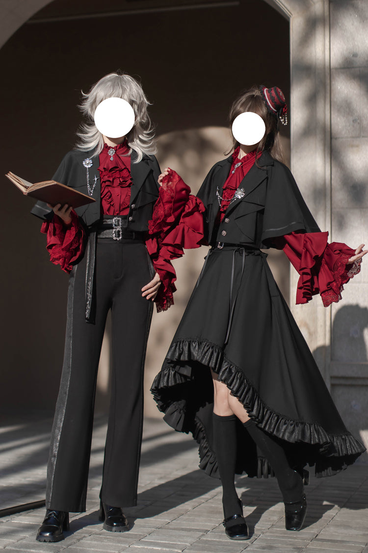 Black Day and Night Song Long Sleeves Ruffle Ouji Gothic Lolita Skirt Blouse