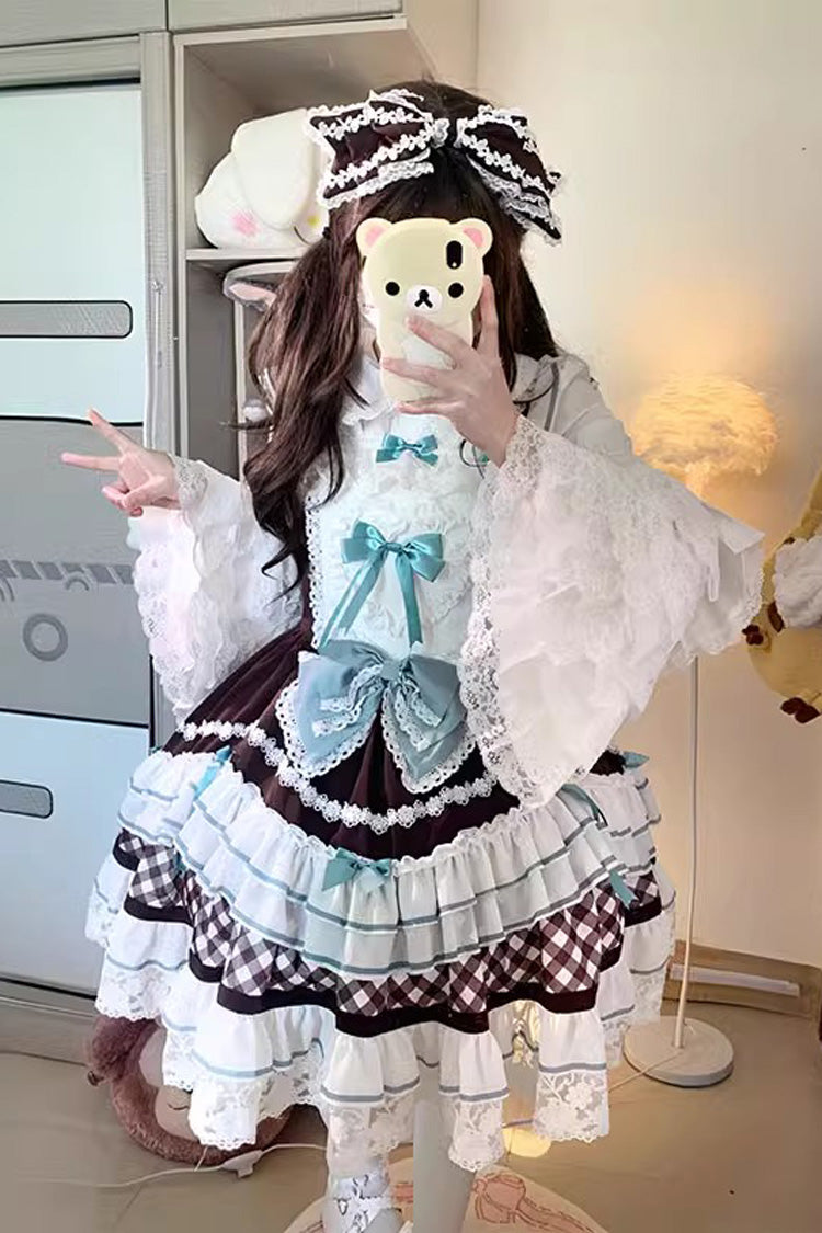 Beating Heart Sleeveless Print Ruffle Bowknot Lace Sweet Lolita Dress 3 Colors