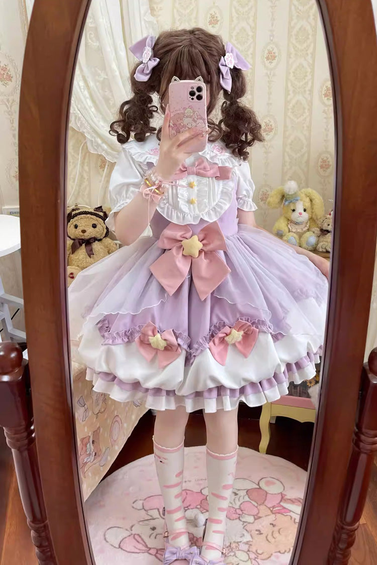 Little Wishing Star Ruffle Bowknot Bud Sweet Lolita Jsk Dress 5 Colors