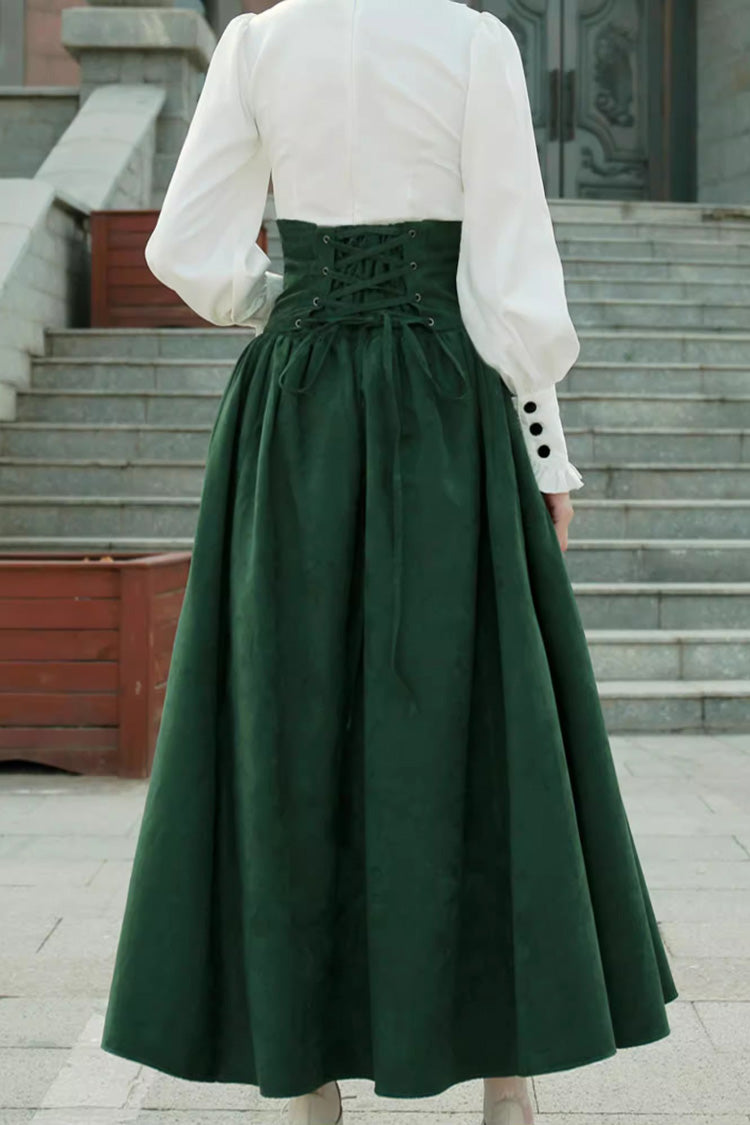 Magic Academy High Waisted Multi-Layered Ruffle Lace-Up Sweet Vintage Lolita Skirt 3 Colors