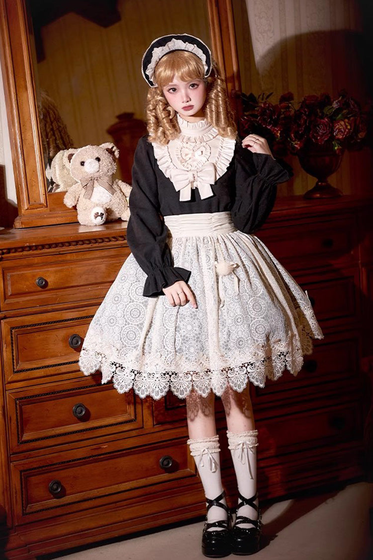 Black Twilight Choir Long Sleeves Bowknot Lace Sweet Vintage Lolita Dress 2 Versions