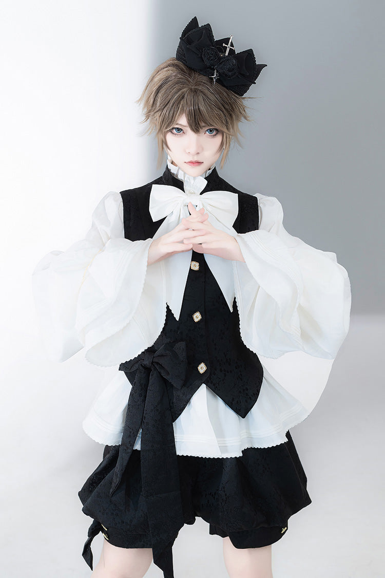 White Hunting Rabbits Long Sleeves Bowknot Gothic Vintage Ouji Fashion Lolita Blouse