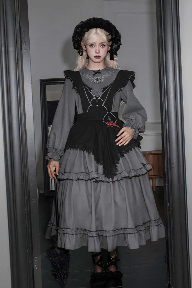 Castle Night Long Sleeves Ruffle Embroidery Gothic Lolita Dress 2 Colors