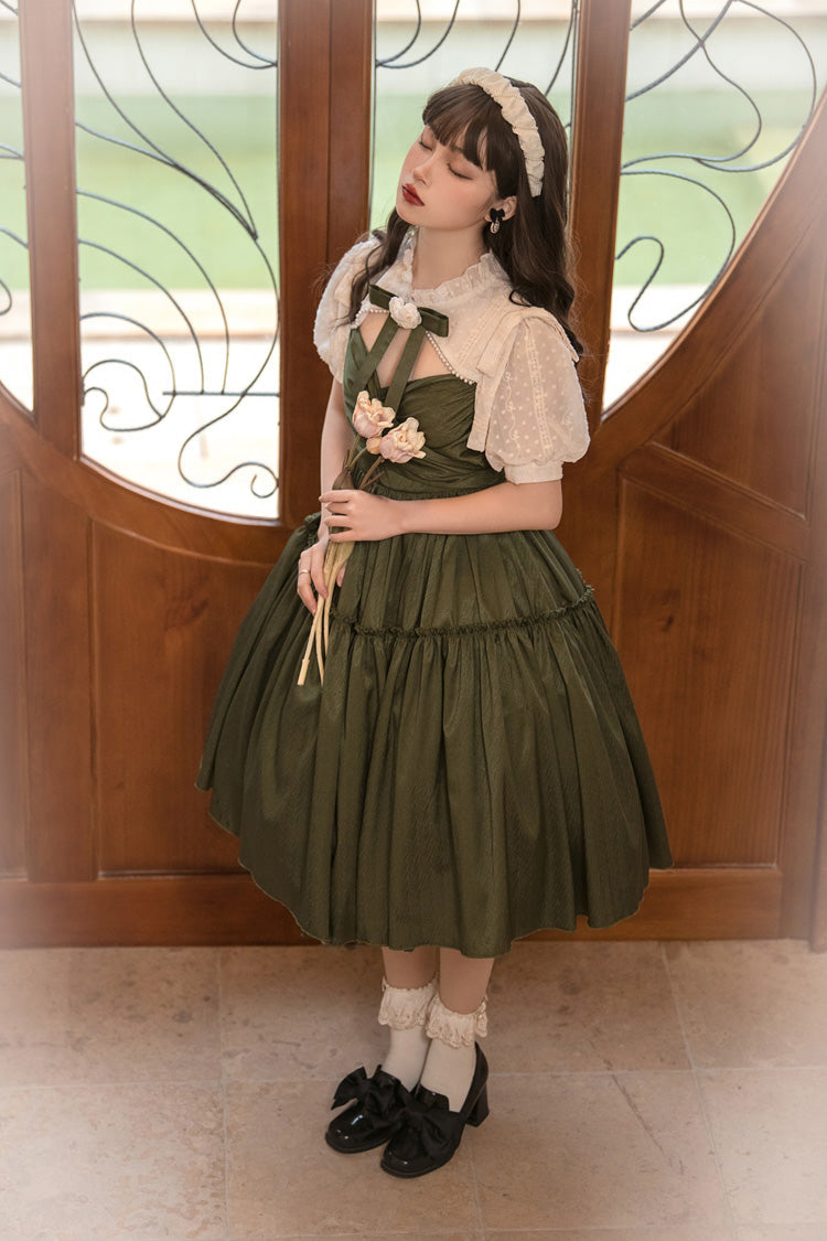 Dark Green Noble Retro Elegant Country Poetry Classic Lolita Dress