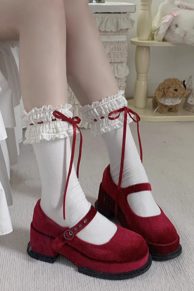 Sweet Ruffle Bowknot Lace Ballet Lolita Short Socks 6 Colors