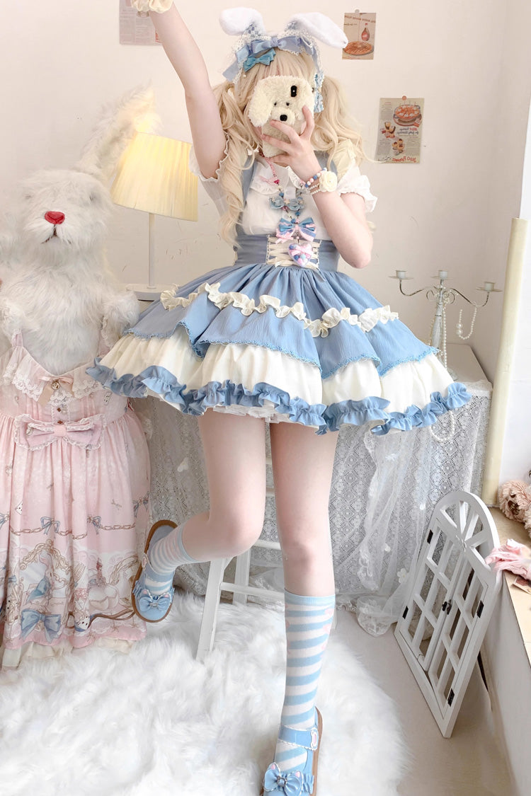 Strappy Doll Collar Ruffle Sweet Lolita Tiered Skirt 7 Colors