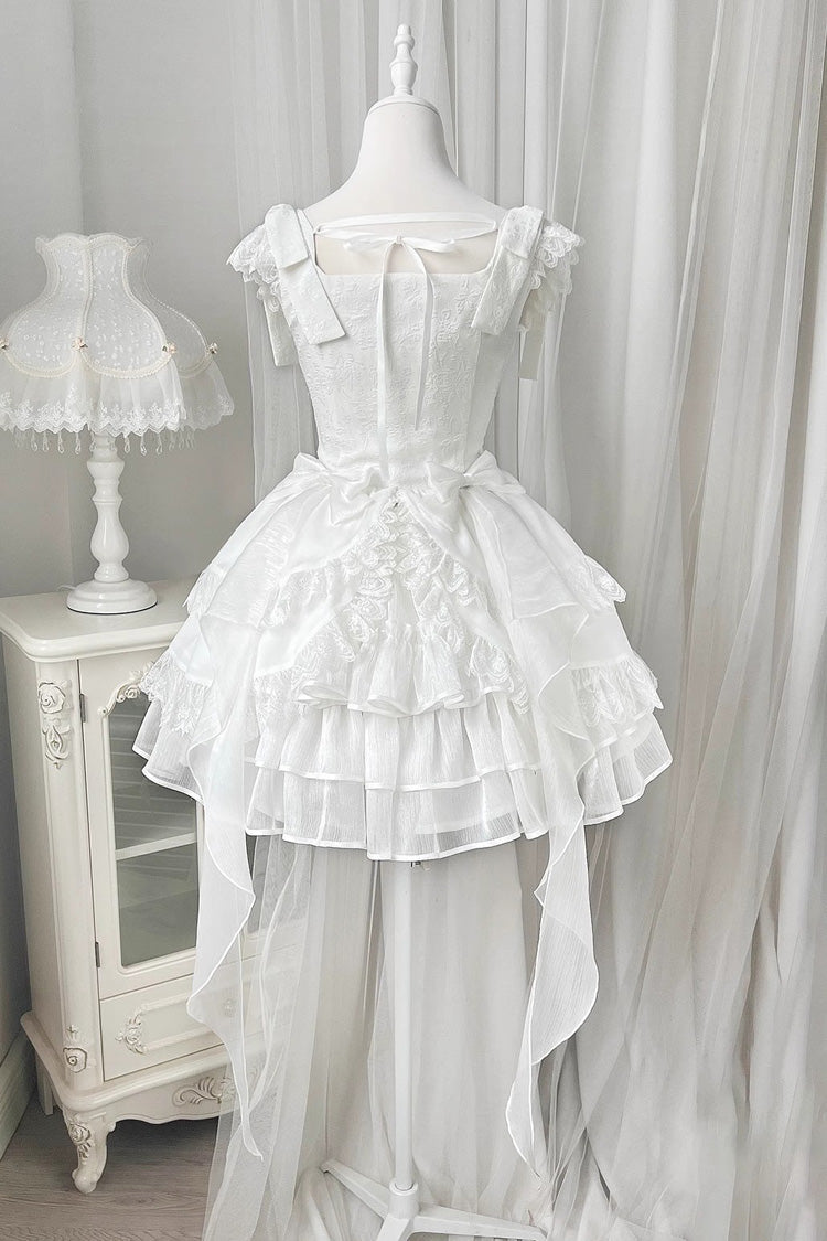 White Rose Multi-layer Ruffle Hanayome Stitching Lace Detachable Sweet Princess Lolita Tiered Dress