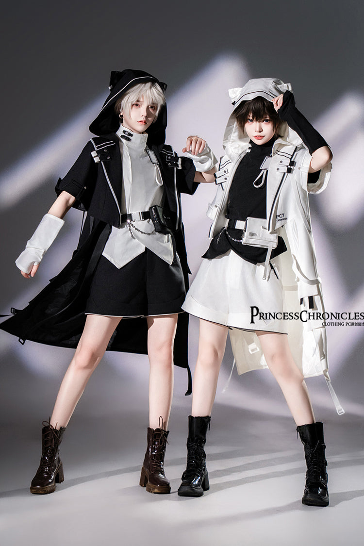 White Functional Style Stand Collar Short Sleeves Ouji Fashion Prince Handsome Lolita Blouse