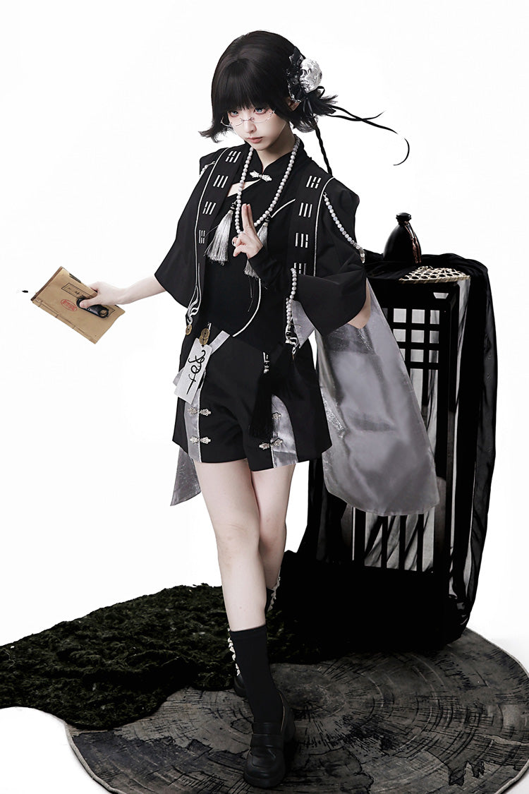 Black The Strange End of the Immortal Sect Sleeveless Chinese Style Ouji Lolita Set