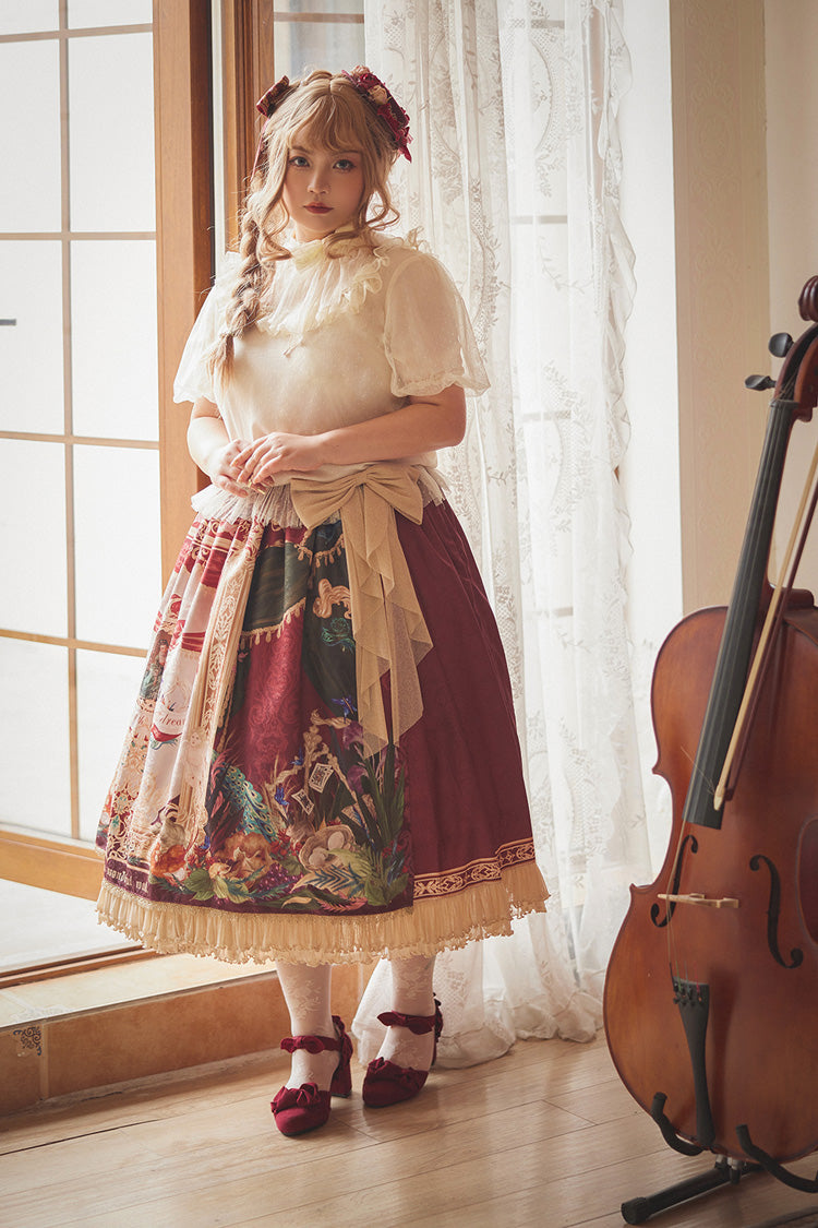 Red Kaleidoscope of Dreams Oil Print Side Cardigan Sweet Vintage Gorgeous Lolita Skirt